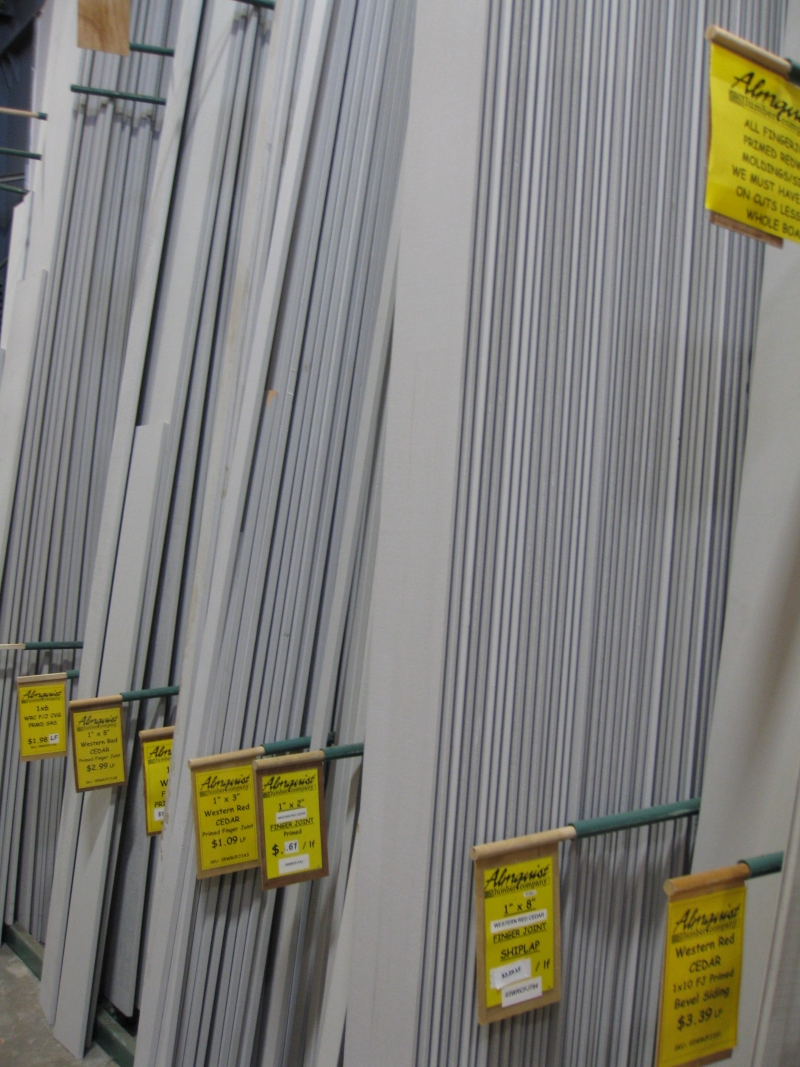 photo of primed cedar paneling